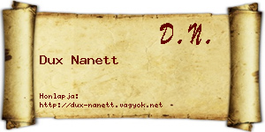 Dux Nanett névjegykártya